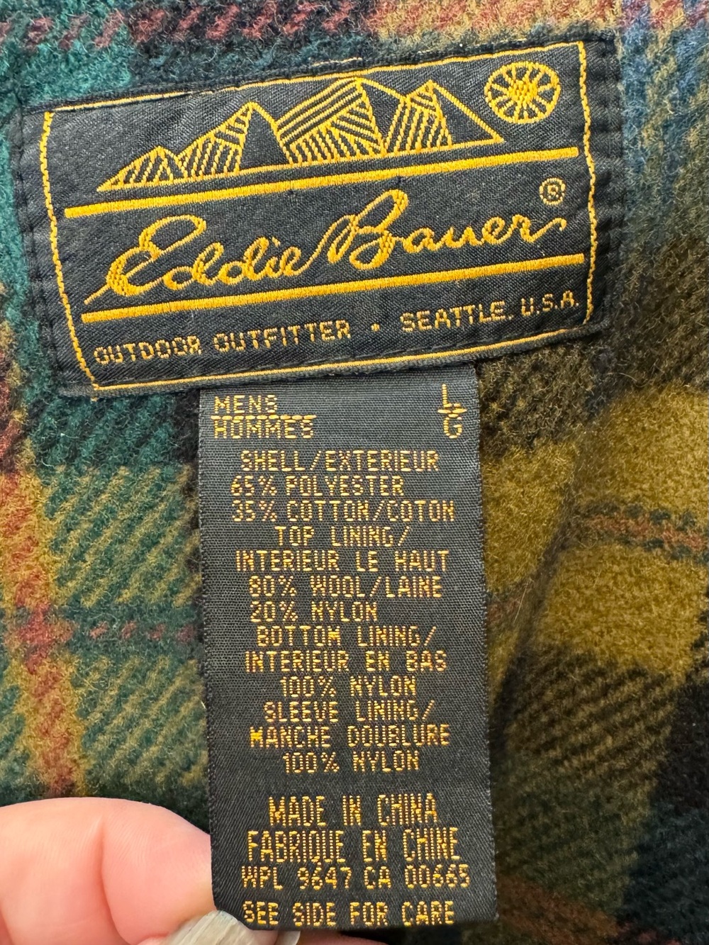 Eddie Bauer Wool Lined Mountain Parka Men’s L Olive Vintage Field Jacket - Picture 3 of 10